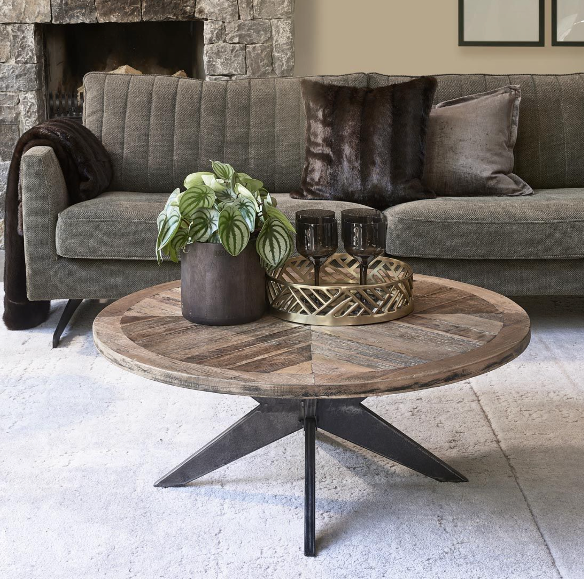 Riviera Maison Couchtisch Falcon Crest, Ø100-8720142297237-Stil-Ambiente-483950