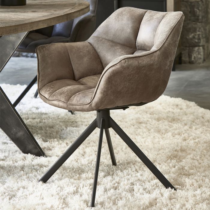 Riviera Maison Drehbarer Esszimmerstuhl Carnaby, Coffee, Pellini-8720142150952-Stil-Ambiente-7650002