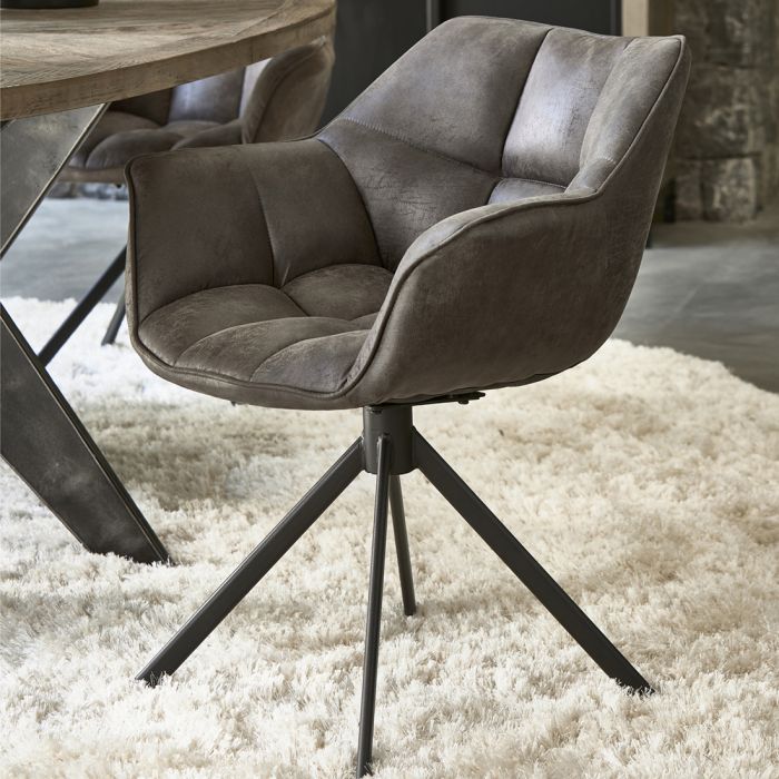 Riviera Maison Drehbarer Esszimmerstuhl Carnaby, Espresso, Pellini-8720142150990-Stil-Ambiente-7650003