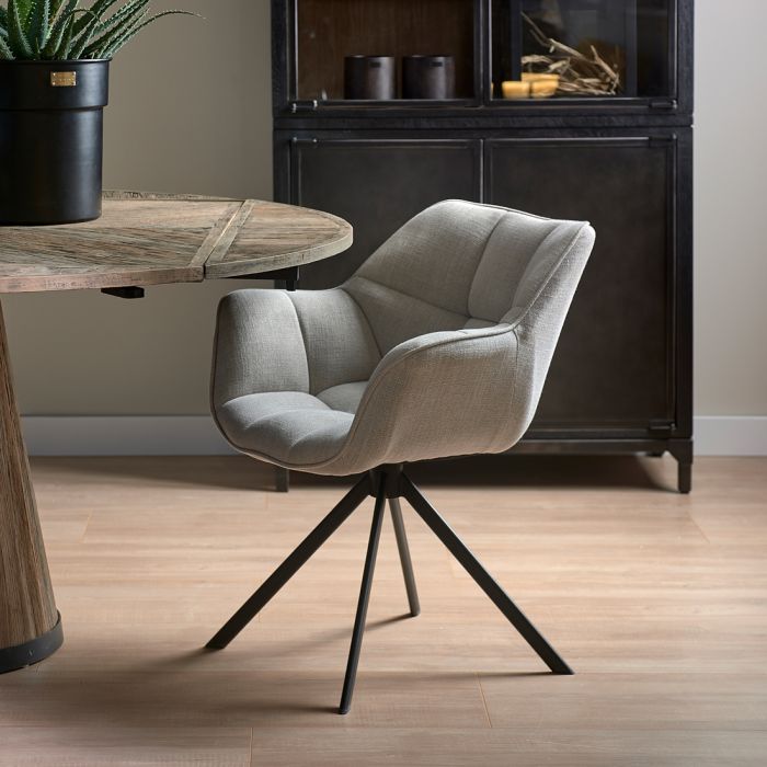 Riviera Maison Drehbarer Esszimmerstuhl Carnaby, Fabulous Flax, Mouliné Linen-8720142319656-Stil-Ambiente-5958001