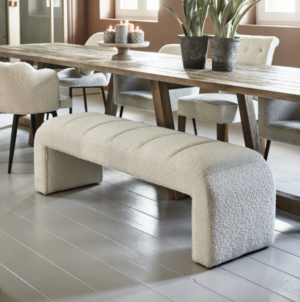 Riviera Maison Esszimmerbank Brera, White Sand, Bouclé-8720142156701-Stil-Ambiente-7663001