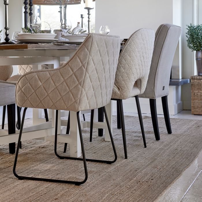 Riviera Maison Esszimmerstuhl Mr. Beekman, White Sand, Bouclé-8720142017811-Stil-Ambiente-6070001