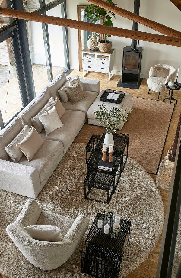 Riviera Maison Stephen Corner Arm Right, Rich Tweed, Antique White